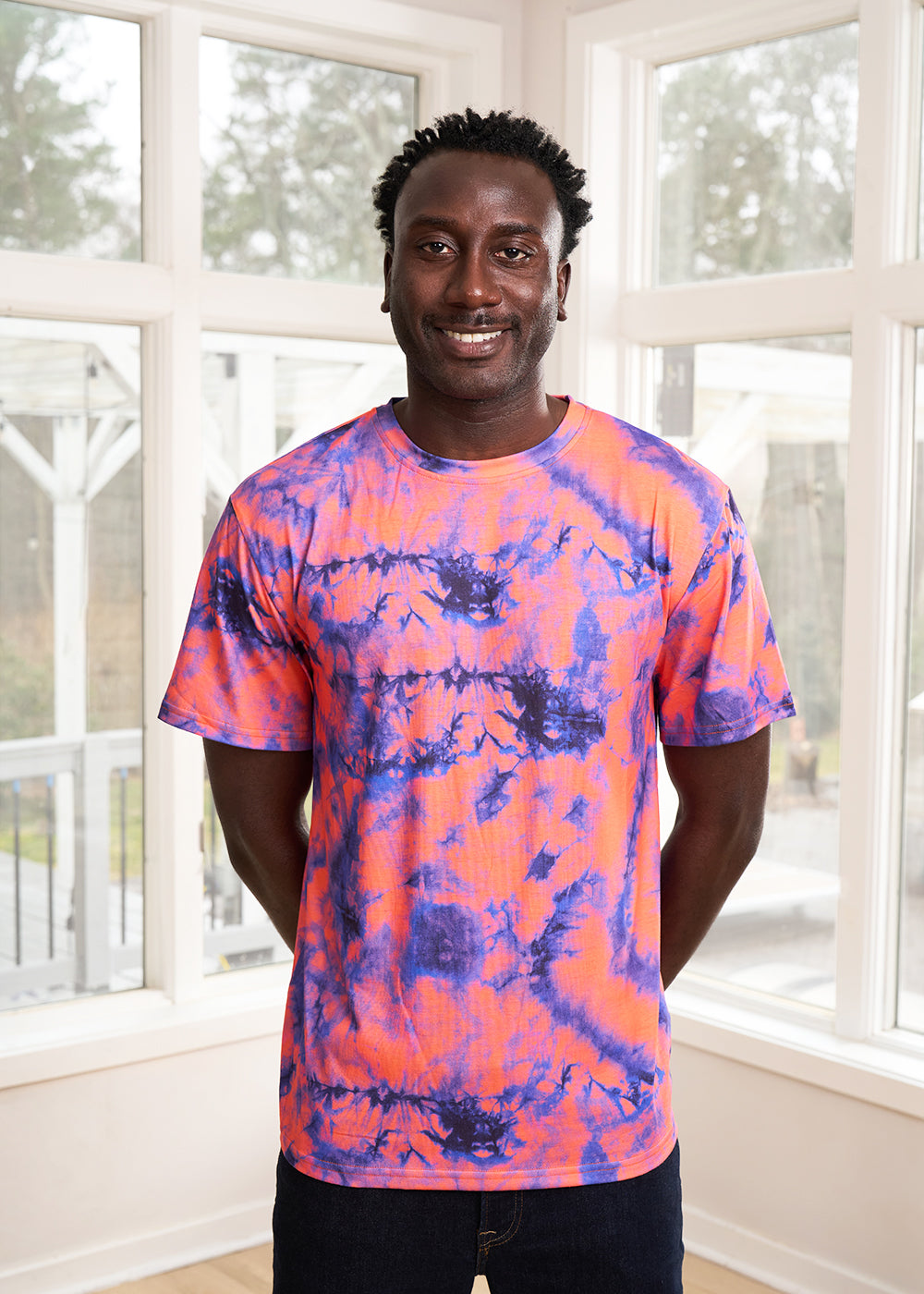 Edalo Men's African Print Active T-Shirt (Sunset Tie Dye)