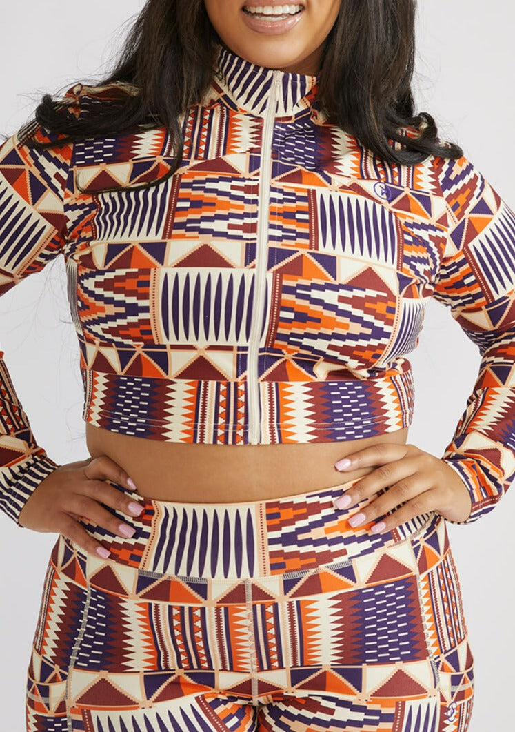 Printed Kente Two Piece Sets Women's Crop Tops and skirt