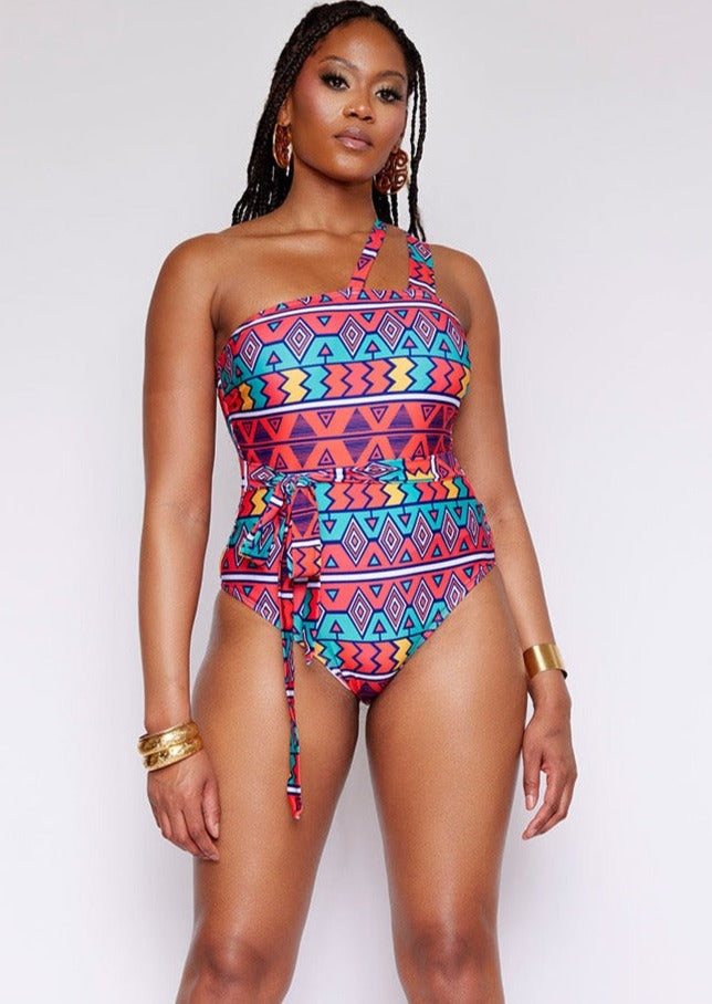 Adowa Women's African Print Swimsuit (Rainbow Tribal) - Clearance – D'IYANU