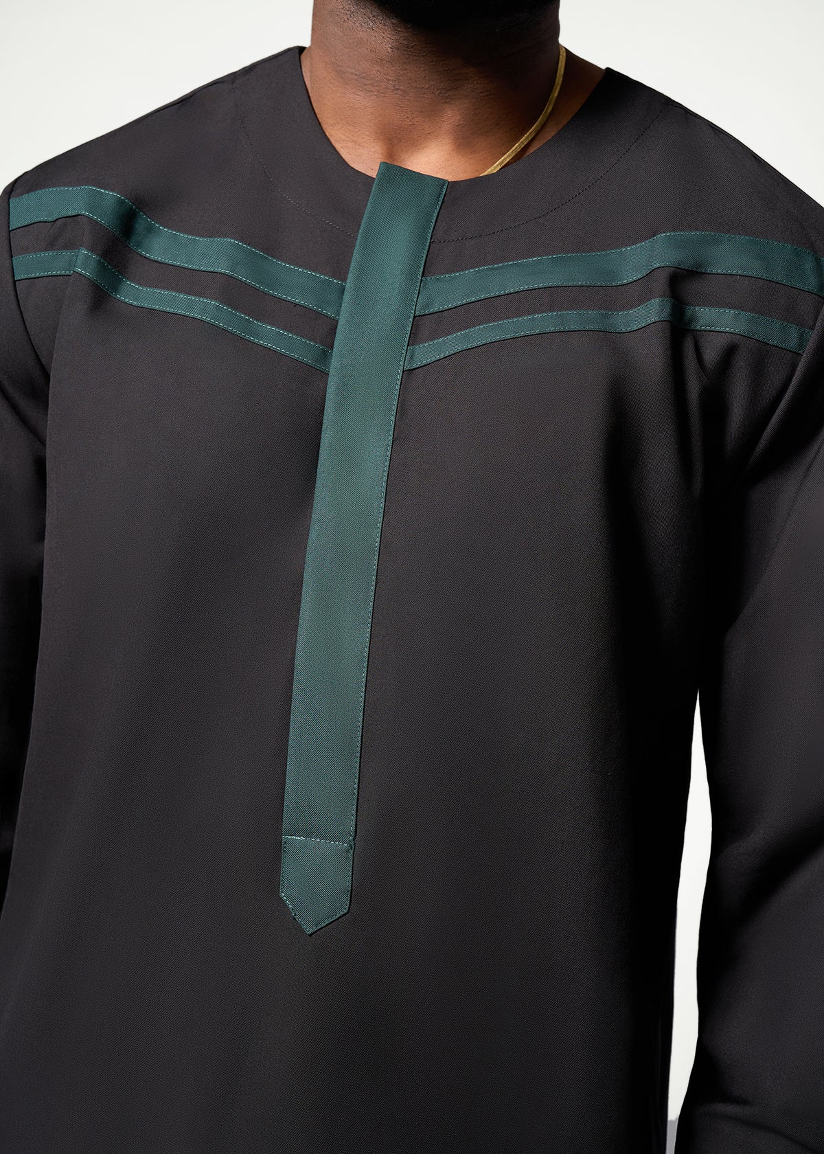 Zain Men's African Traditional Shirt (Black/Green)