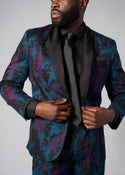 Aadan Men's African Print Blazer (Midnight Teal Abstract)