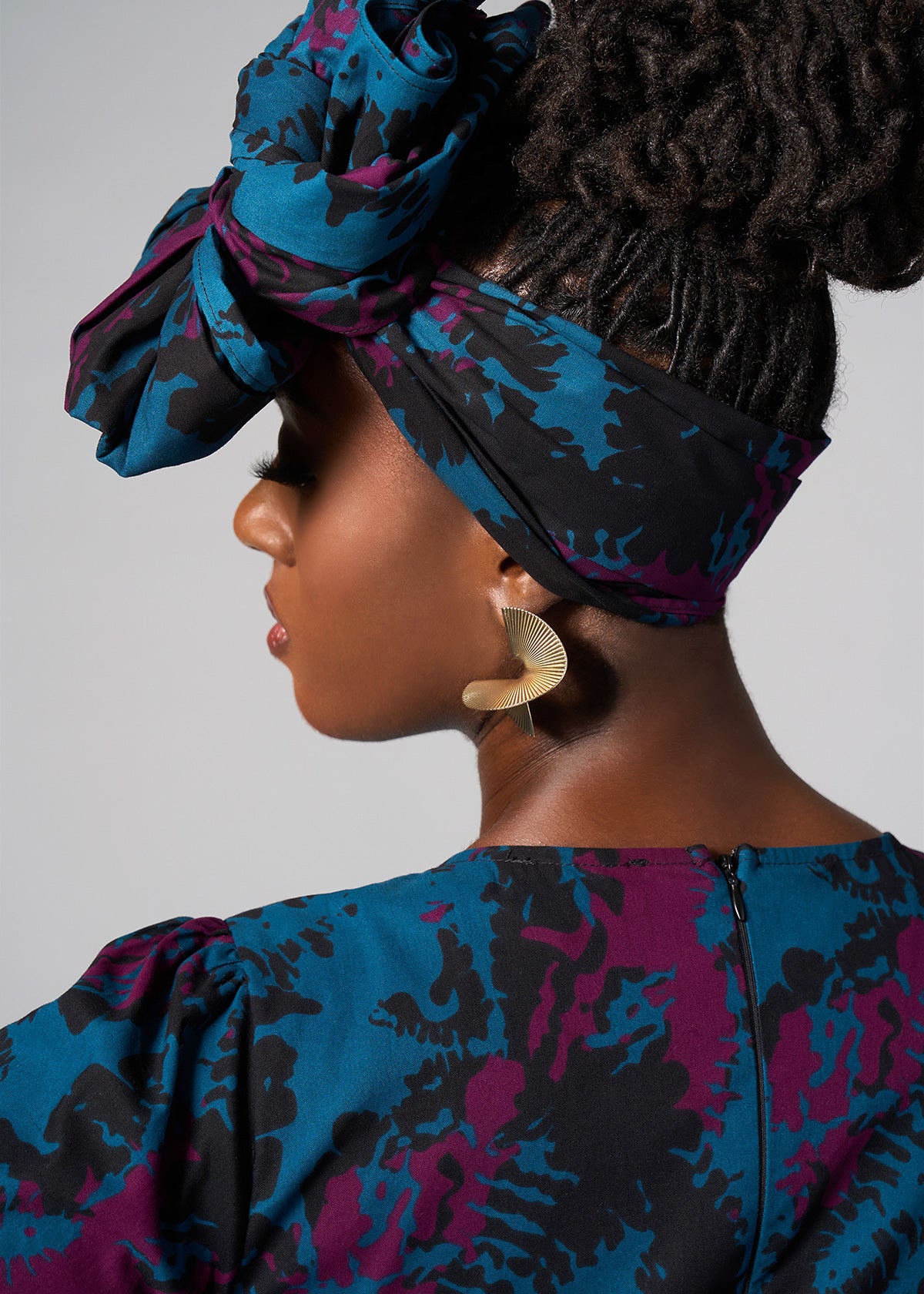 African Print Headwrap/Scarf (Midnight Teal Abstract)