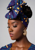 African Print Headwrap/Scarf (Teal Plum Tiles)