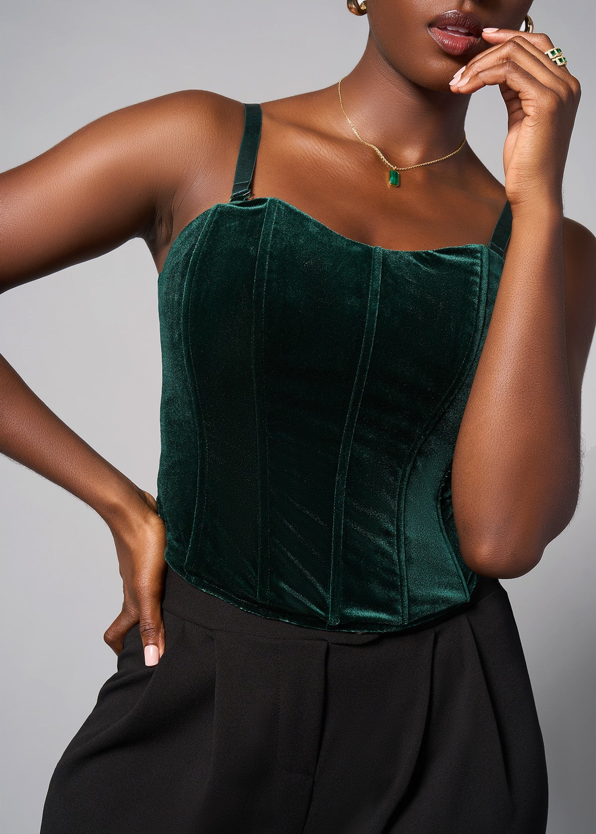 Safisha Women's Velvet Corset (Emerald)