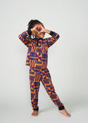 Abeje Kids' Unisex African Print Pajama Set (Harvest Orange Kente)