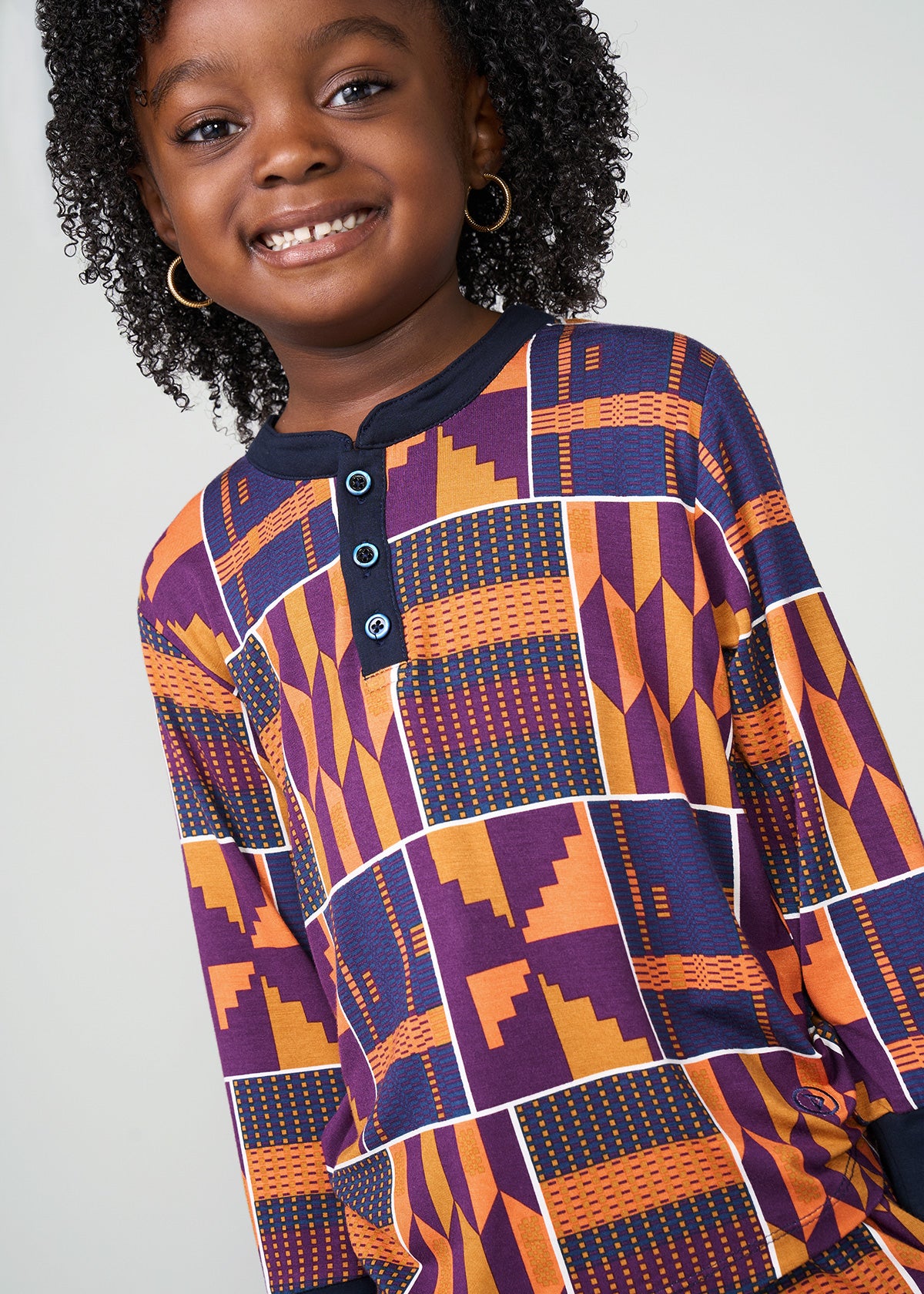 Abeje Kids' Unisex African Print Pajama Set (Harvest Orange Kente)