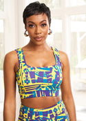 Adamma Women's African Print Sports Bra (Neon Tropical Stamp)