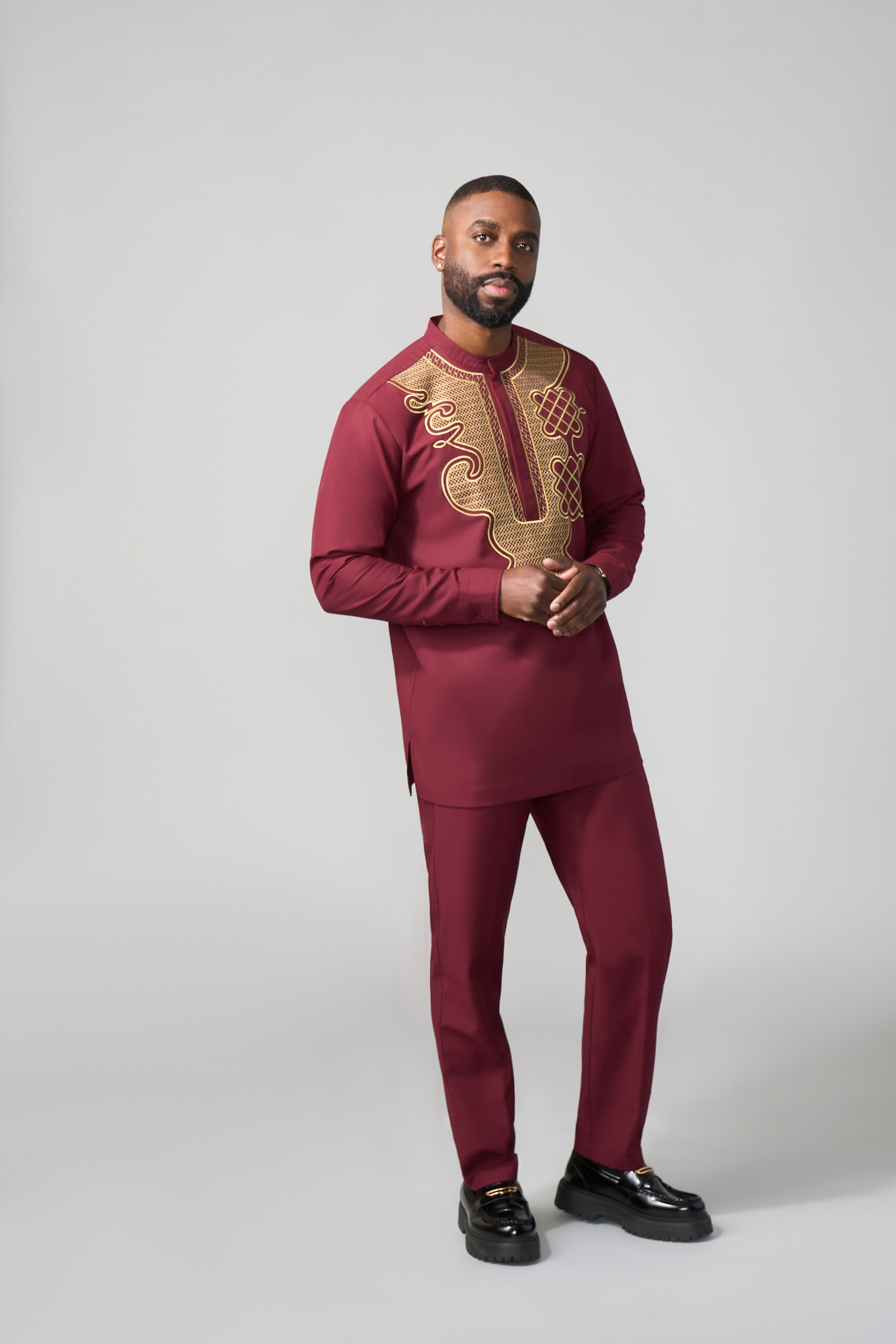 Davu Men's Traditional Pants (Maroon)