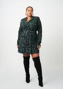 Aniq Women's African Print Stretch Blazer Dress (Black Malachite Geometric)