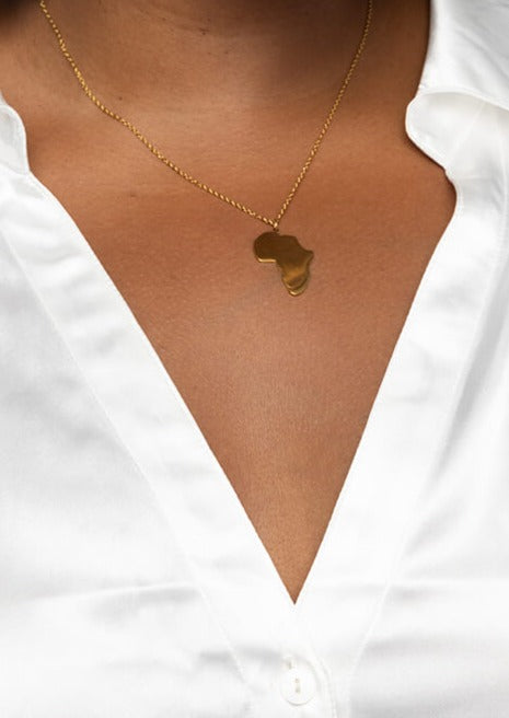 Asili African Map Necklace (Gold)