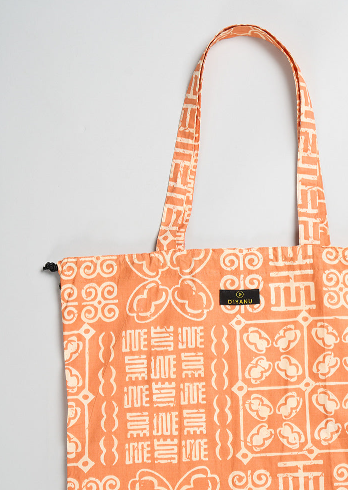 Ebuni African Print Tote (Light Orange Adire)