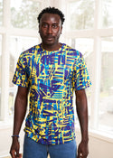 Edalo Men's African Print Active T-Shirt (Neon Tropical Stamp)