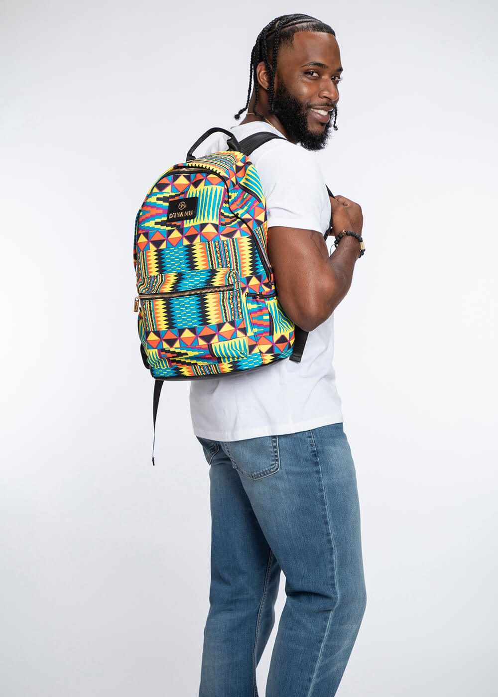 Dembe Unisex African Print Backpack (Canary Yellow Kente)