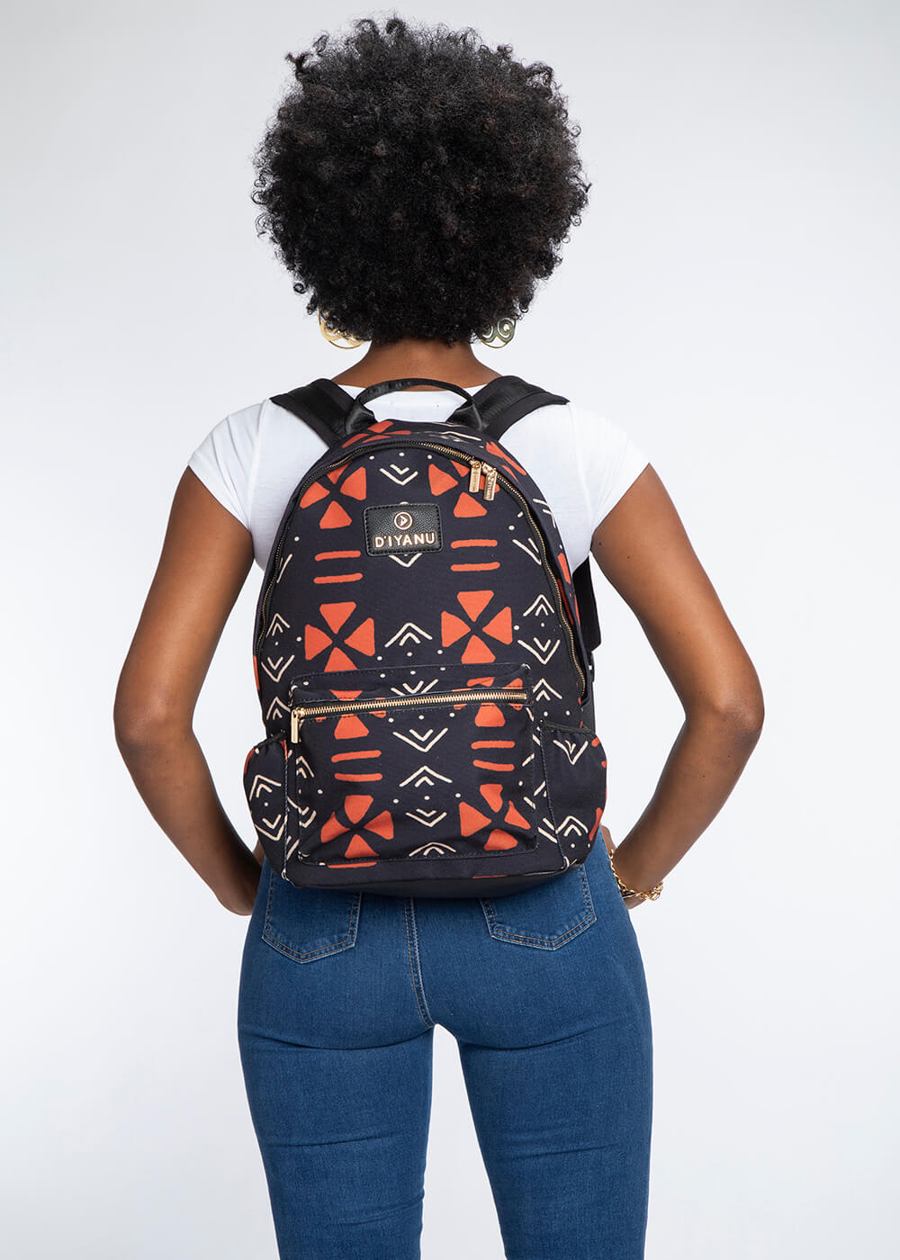 Dembe Unisex African Print Backpack (Natural Mudcloth)