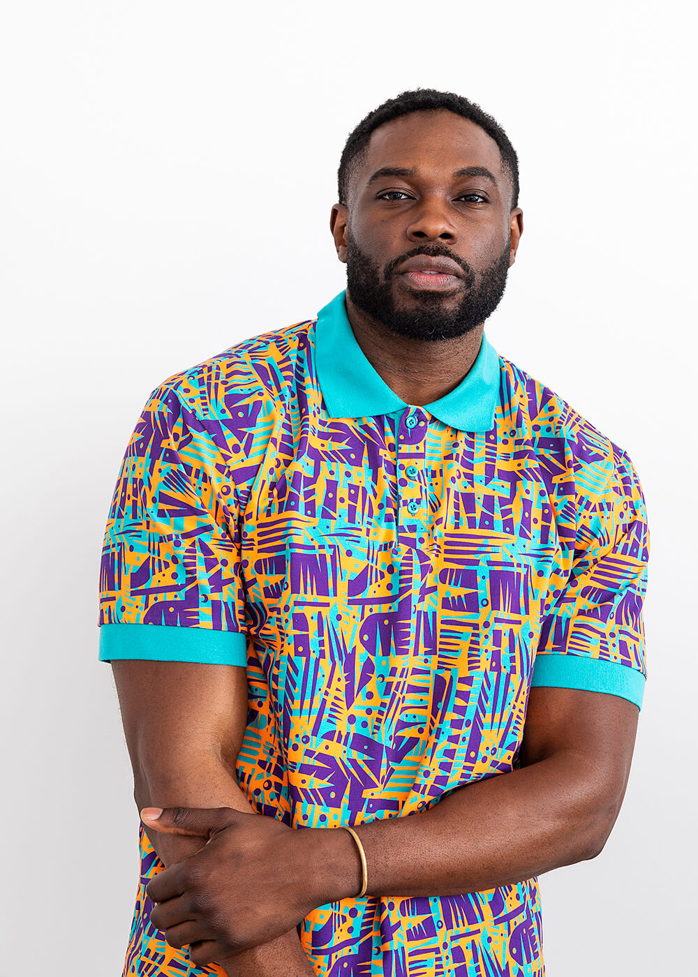 Femi Men's African Print Polo Shirt (Tropical Stamp) – D'IYANU