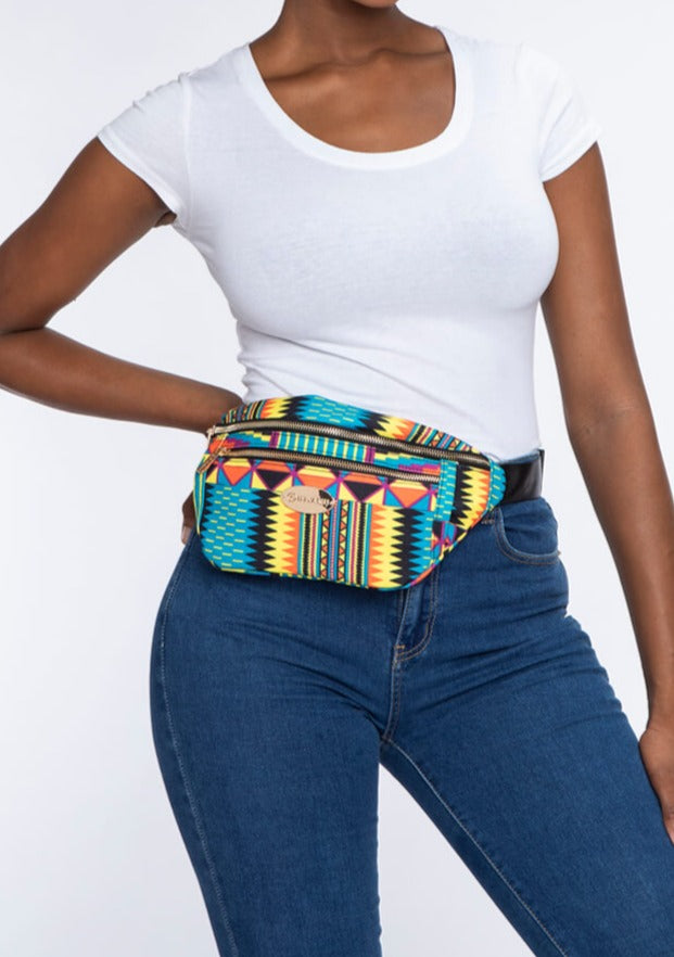 Naji African Print Unisex Fanny Pack Canary Yellow Kente