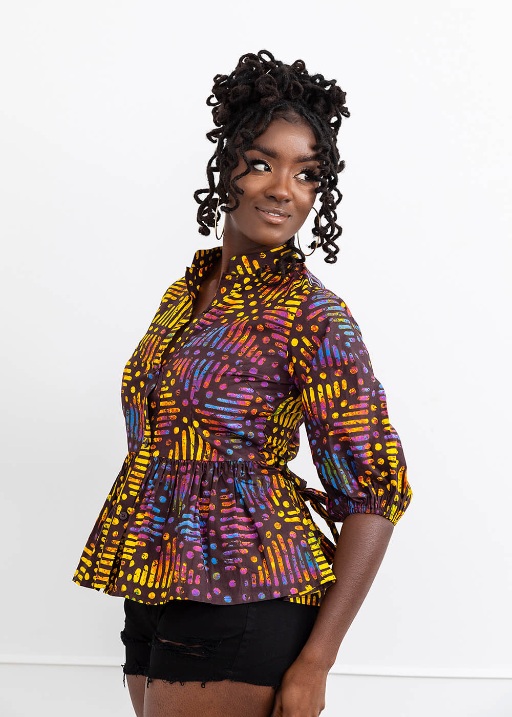 Aega Women's African Print Peplum Blouse (Sunset Adire) - Clearance – D ...