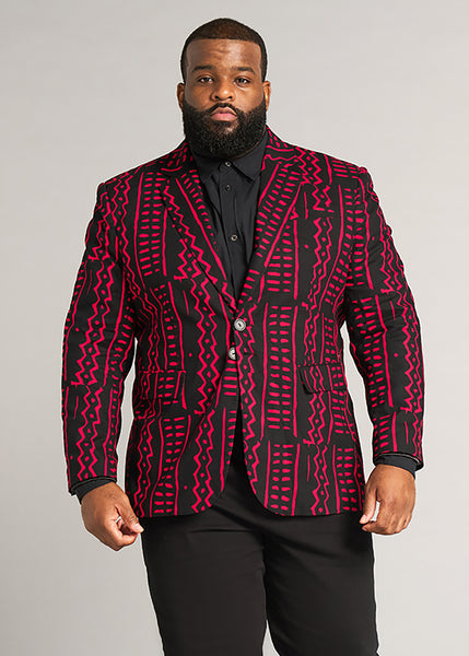 Abiade Men's African Print Button-Up Shirt (Black Magenta Tribal) – D'IYANU