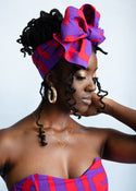 African Print Headwrap/Scarf (Purple Red Geometric)