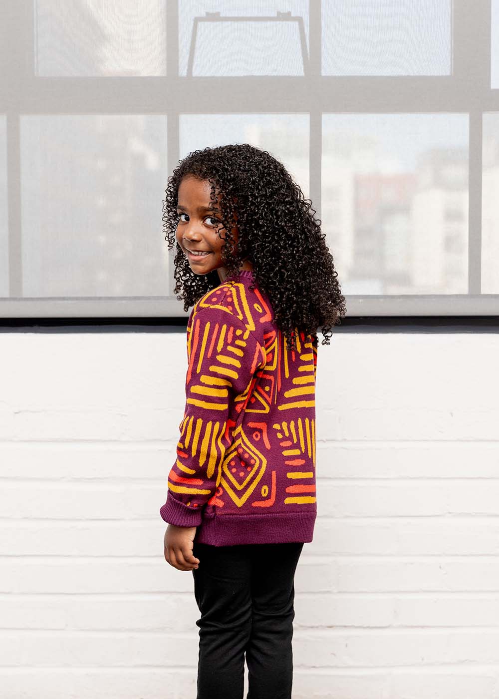 Oma Kids Unisex African Print Sweater Plum Gold Tribal