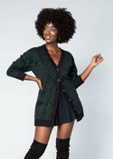 Mansa Women's African Print Oversized Cardigan (Malachite Diamond Adire)