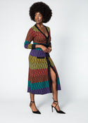 Aisha Women's African Print Cardigan (Rainbow Diamond Stripes)