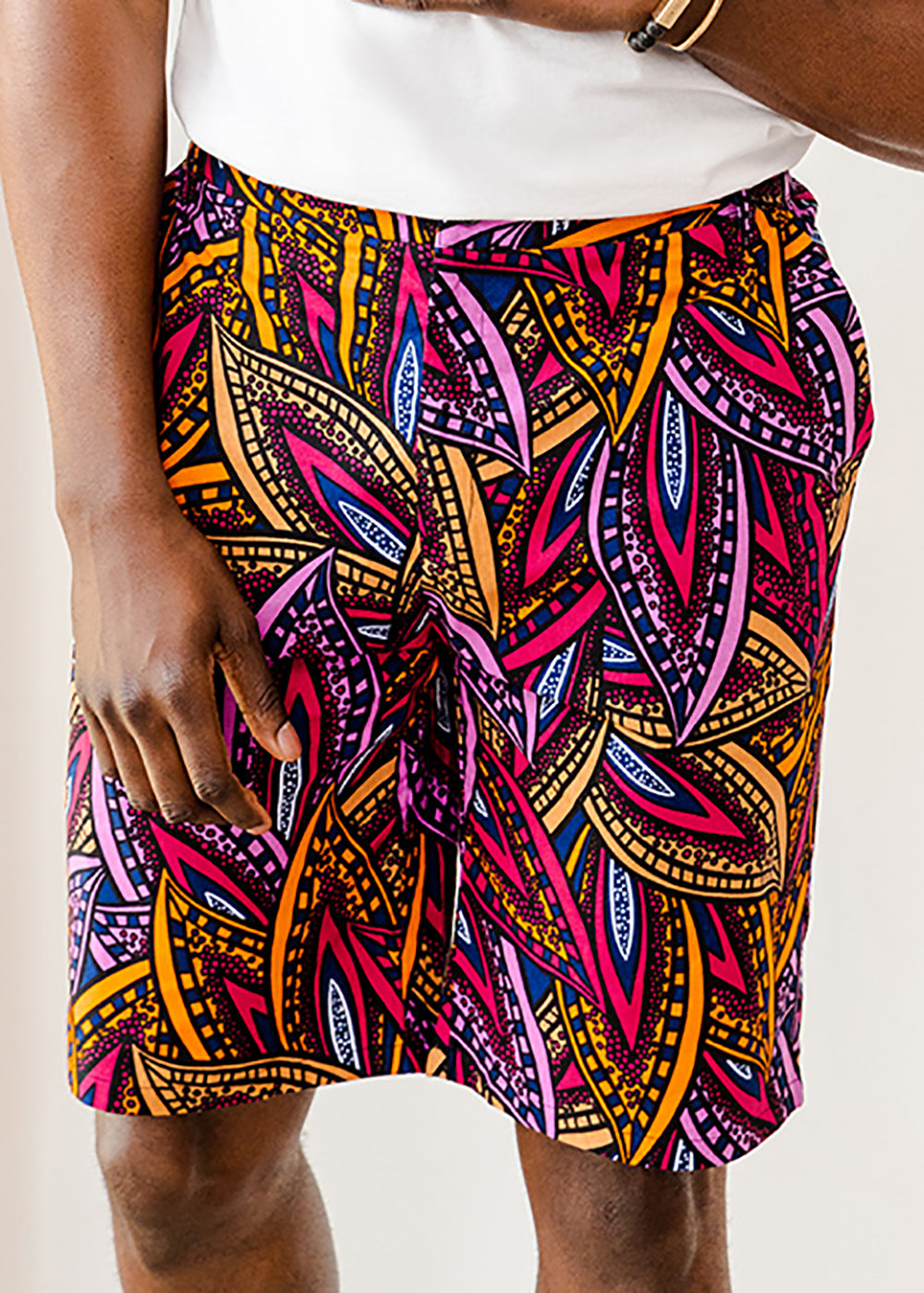 Debare African Print Shorts (Sunset Leaves) - Clearance