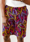 Debare African Print Shorts (Sunset Leaves) - Clearance