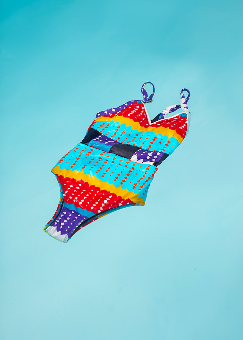 Shadiya Women's African Print Mesh Swimsuit (Rainbow Punch Adire) - Clearance