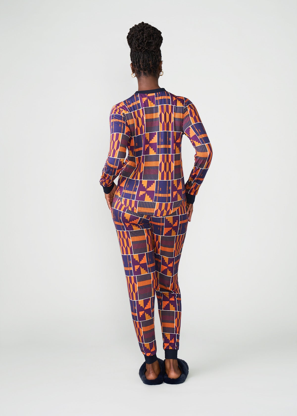 Tella Women's African Print Pajama Set (Harvest Orange Kente)