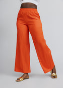 Nahema Women's Wide Leg Linen Blend Pants (Deep Coral)