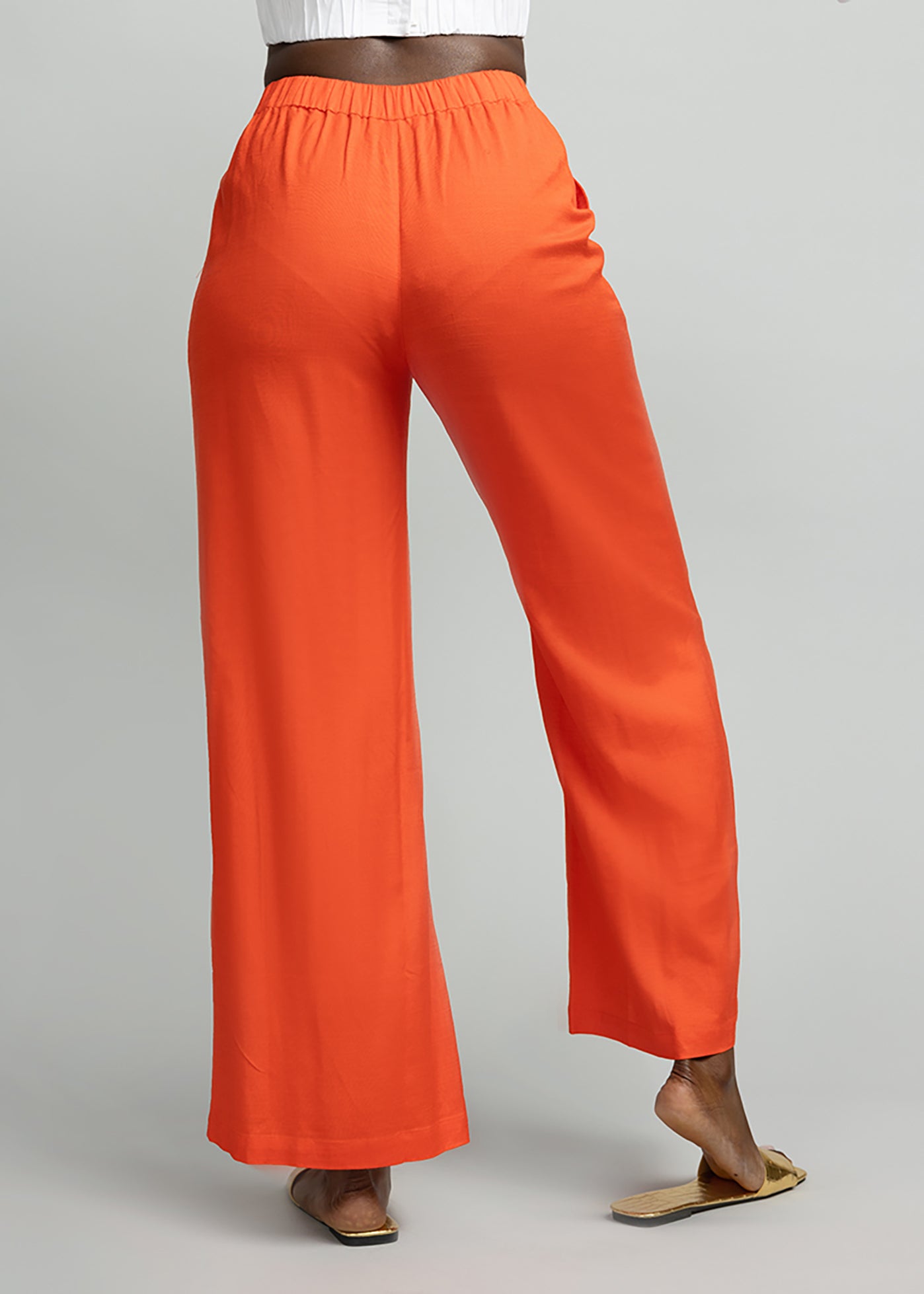 Nahema Women's Wide Leg Linen Blend Pants (Deep Coral)