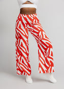 Sika Women's African Print Wide Leg Pants (Deep Orange Zebra Abstract) - Clearance