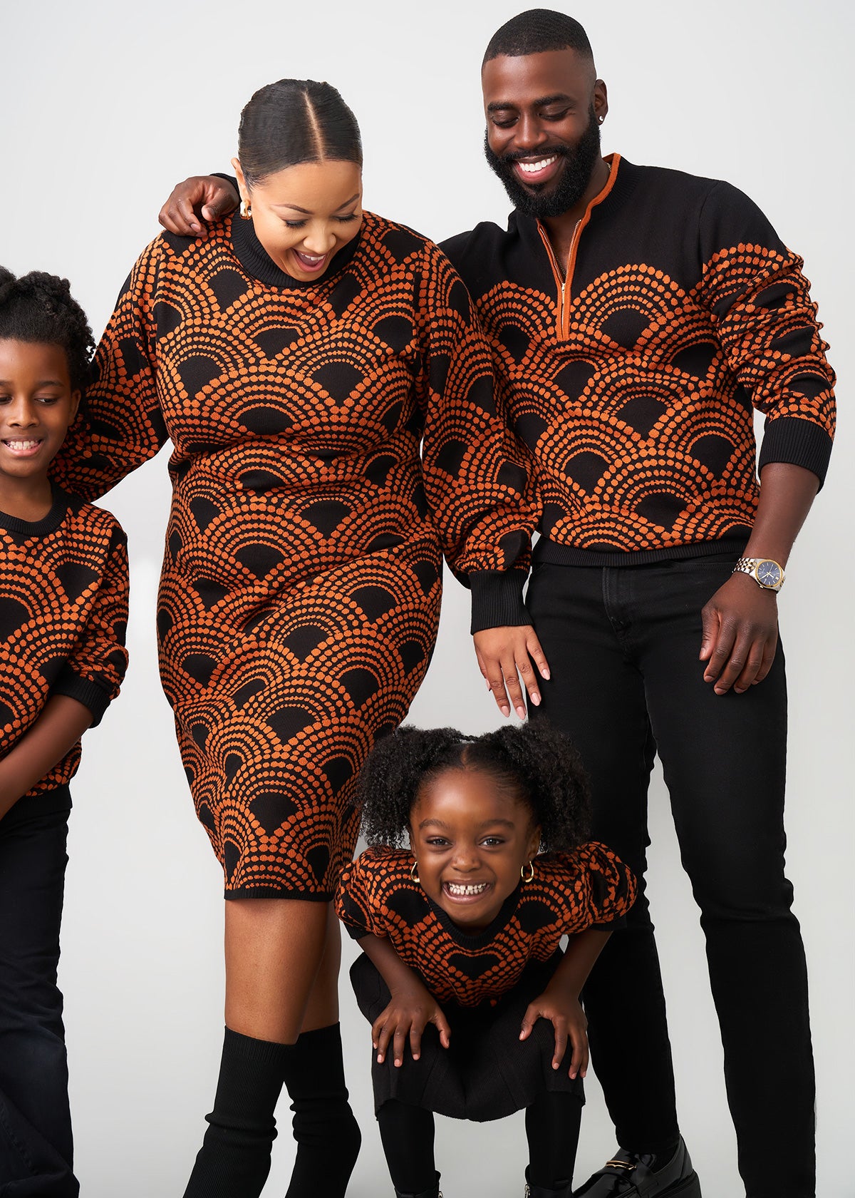 Zania Women's African Print Sweater Dress (Black Amber Dots)