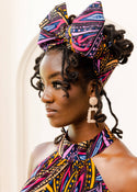 African Print Headwrap/Scarf (Sunset Leaves)