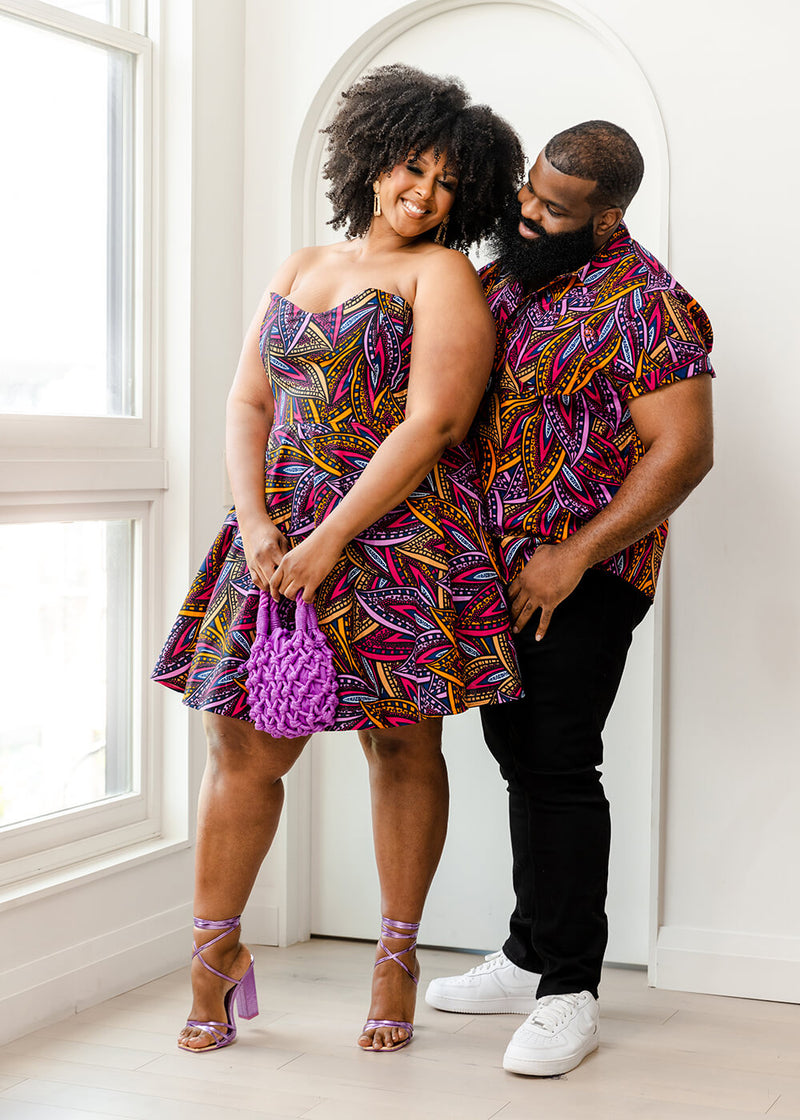 Jioni Women's African Print Corset Dress (Sunset Leaves) – D'IYANU