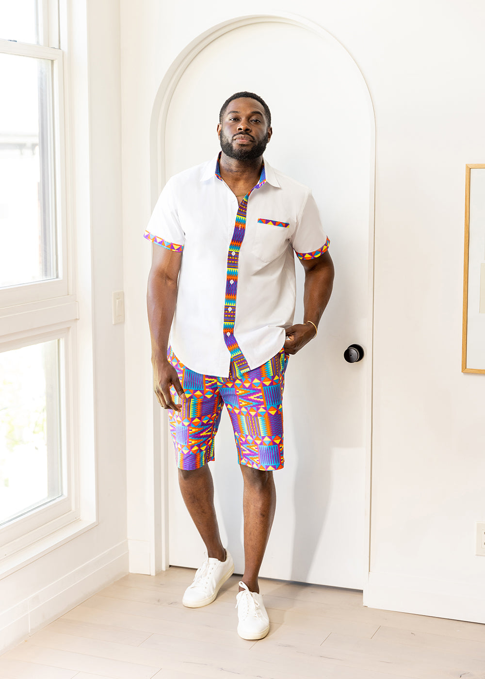 Debare African Print Shorts (Rainbow Kente)-Clearance