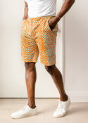 Debare African Print Shorts (Orange Blue Adire) - Clearance