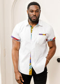 Salim Men's African Print Color-Blocked Shirt (Abstract Lines) - Clearance