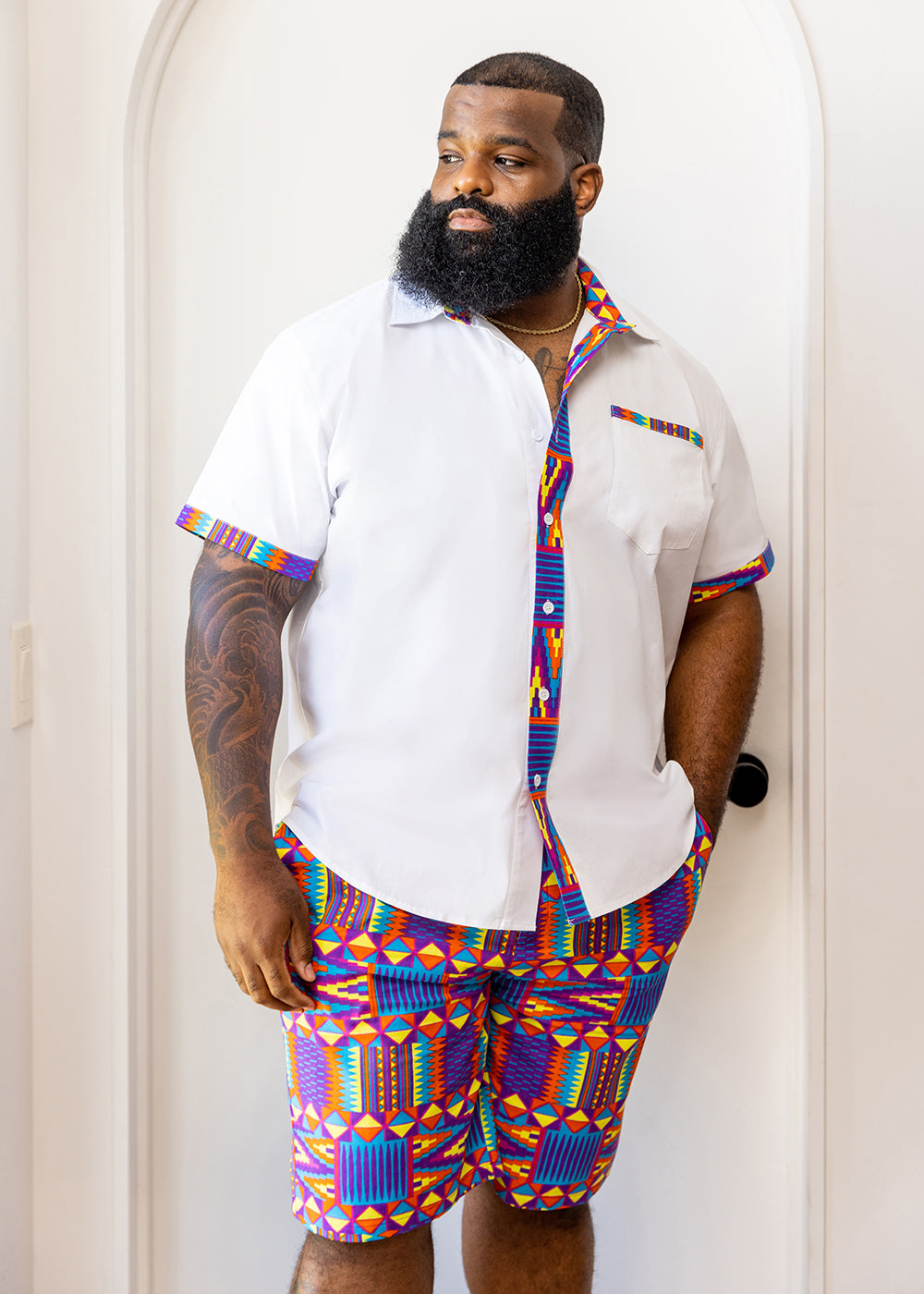 Debare African Print Shorts (Rainbow Kente)-Clearance