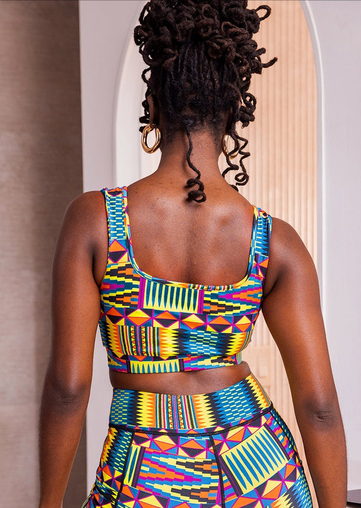 Adamma Women's African Print Sports Bra (Marine Adire) – D'IYANU