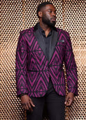 Enofe Men's African Print Blazer (Plum Diamonds)