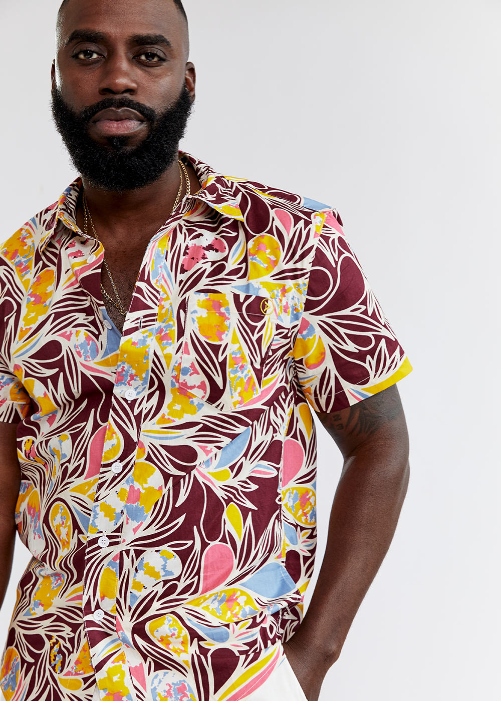 Keyon African Print Button-Up Shirt (Tropical Paisley) - Final Sale