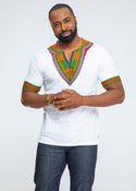 Men's African Print Dashiki T-Shirt (White)