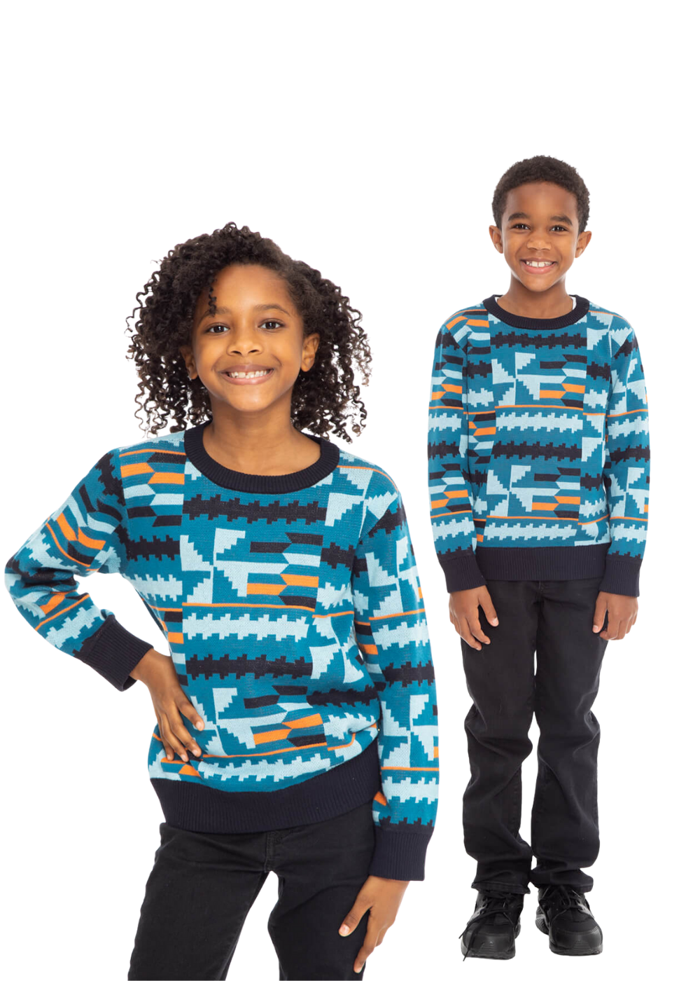 Oma Kid's African Print Sweater (Teal Kente) - Clearance