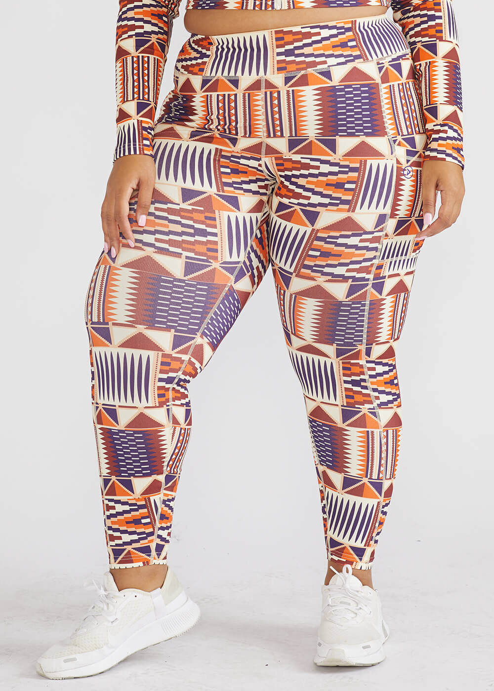 Washoge Esi Kente African Print Women's High Waist Yoga Tights / Pants  Workout Leggings with Pockets (XS-2X) 