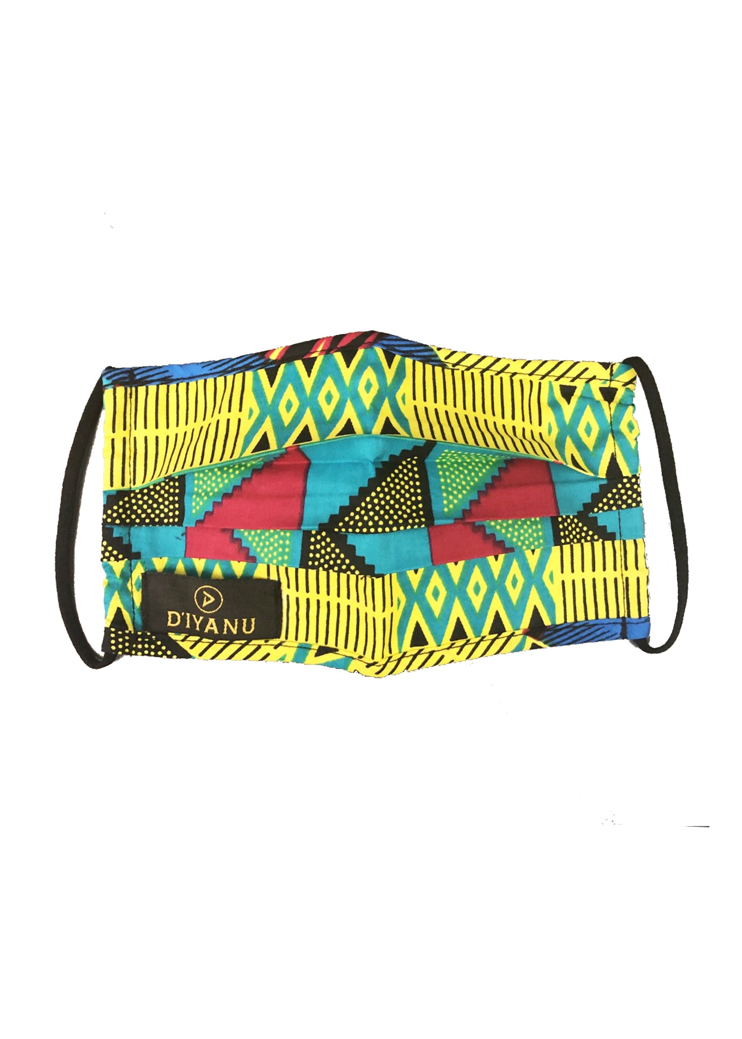 Uzo African Print 2 Layer Reusable Face Mask (Royal Blue Gold Kente)-Clearance