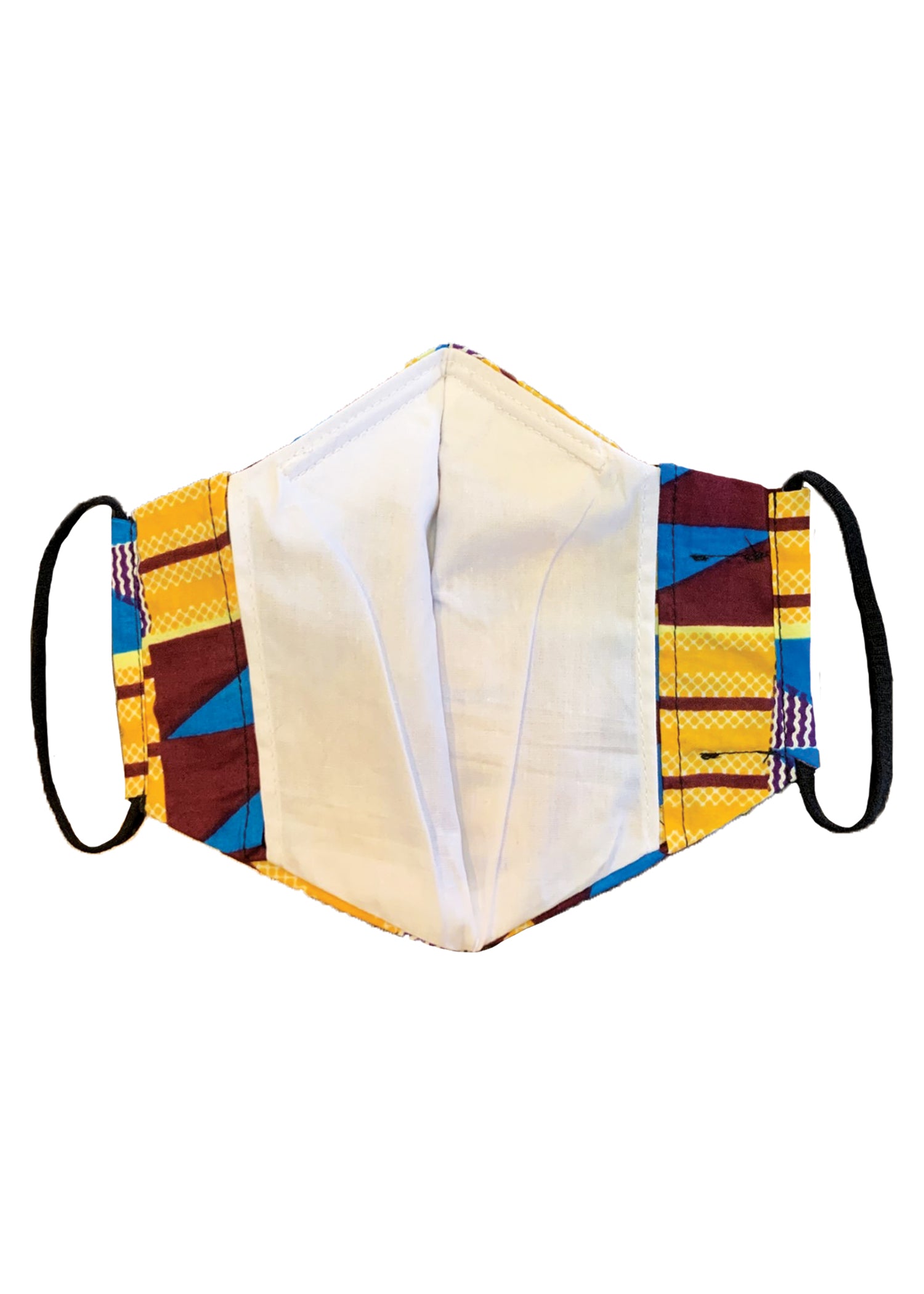 Dabo African Print 2 Layer Reusable Face Mask (Tan Blue Kente)-Clearance