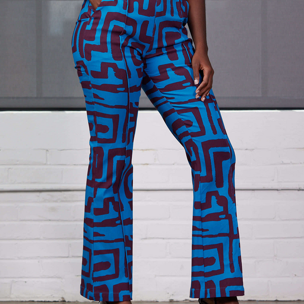 Abebe Women's African Print Stretch Wide Leg Pants (Fig, 49% OFF