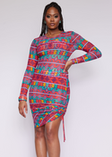 Fola Women's African Print Mesh Cover-Up (Rainbow Tribal) - Clearance